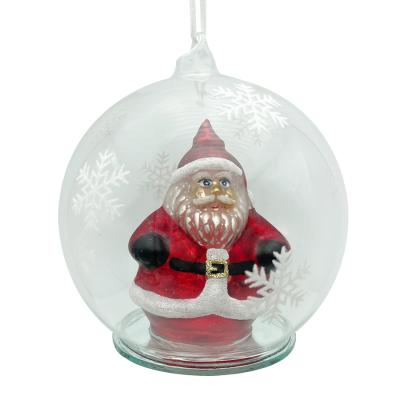 China Christmas Gifts and Glass Santa Claus Spherical Christmas Table Christmas Ornaments Holiday Decorations 12cm LED for sale