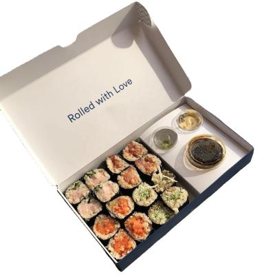 China Custom Food Grade Recycled Takeout Paper Materials Disposable Biodegradable Sushi Packing Sushi Box With Divider for sale