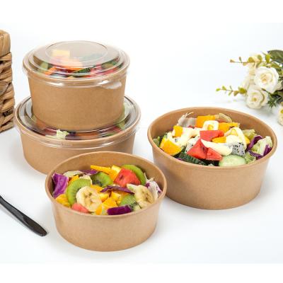 China Biodegradable Biodegradable Custom Printed Wrapping Paper Round Rice Soup Salad Disposable Paper Bowl With Lid 32oz 500ml 850ml for sale