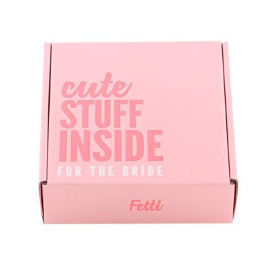 China Custom Logo Materials Pink Color Cosmetic Recycled Corrugated Materials Free Sample Corrugated Shipping Box for sale