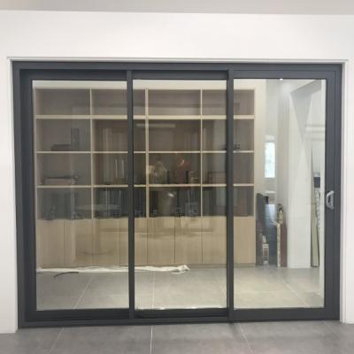 China Sliding Roomeye Semi-automatic Chinese Sliding Door Three Panel Sliding Glass Door for sale