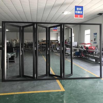 China Roomeye Folding Door Bi Folding Aluminum Glass Folding Door Soundproof Commercial Use for sale