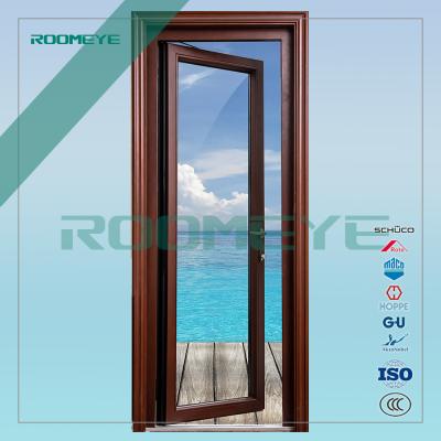 China Traditional Double Glass Balcony Aluminum Interior Wooden Glass Double Door for sale