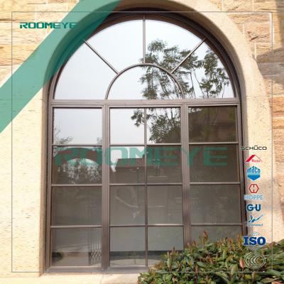 China Sliding Grille Design Aluminum Wood Arch Window for sale