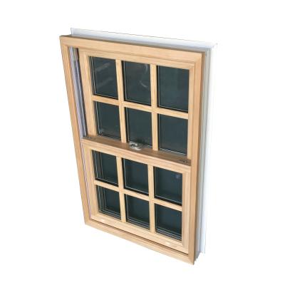 China Energy Saving Outdoor Wood Aluminum Clad Double Hung Windows Single Hung Windows With Grille Design for sale