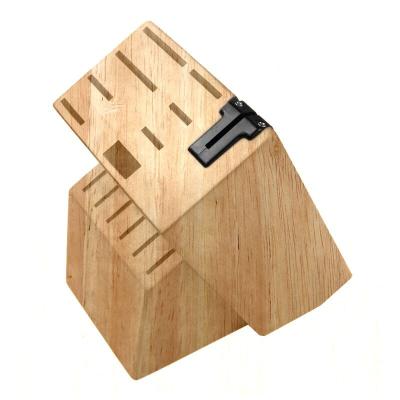 China Low Price Factory Sustainable Bamboo Universal Knife Block Rubber Wooden Knife Block for sale