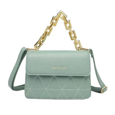 China High Quality Original Design Unique Flap Handbags Women Embroidery Leather Handbags With Gold Chain Cross - Body Square Women Bags for sale