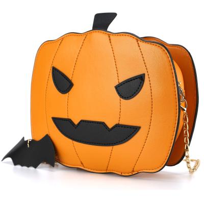 China 100% Eco-friendly Halloween Clutch Bag Women Wholesale Cross - Body Handbags Cartoon Chain Shoulder Purse Pumpkin Bags for sale