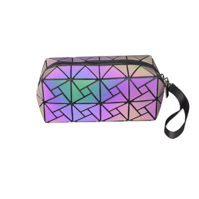 China New Style Multifunctional Fashion Women Custom Holographic Geometric Makeup Bag Folding Cosmetic Bags for sale