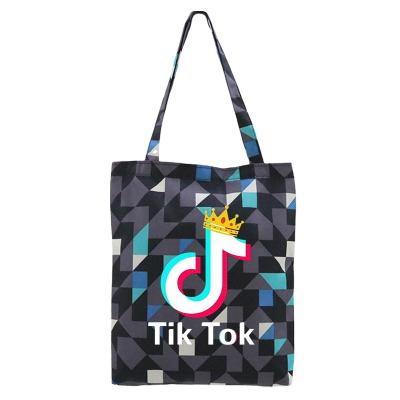 China Low MOQ TikTok Fashion Printing Cotton Tote Bag Big Capacity Grocery Customizable Eco-Friendly Reusable Shopping Bag for sale