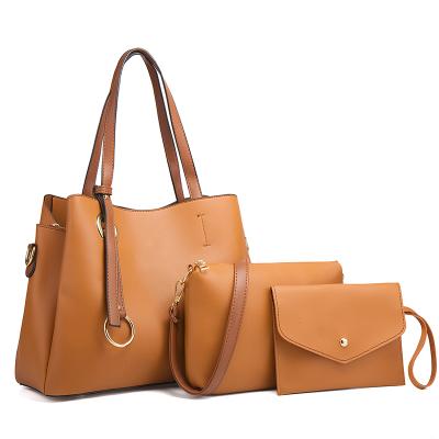 China Fashion PU Wholesale Custom Luxury Ladies Fashion Tote Bags 3 in 1 Shoulder Handbag Women Bags Leather Handbag Set for sale