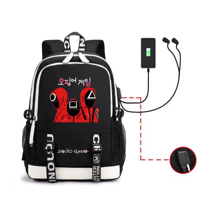 China With USB Squid Game School Student Bags With USB Charging Wholesale Anime Customized Student Waterproof Large Capacity School Backpack for sale