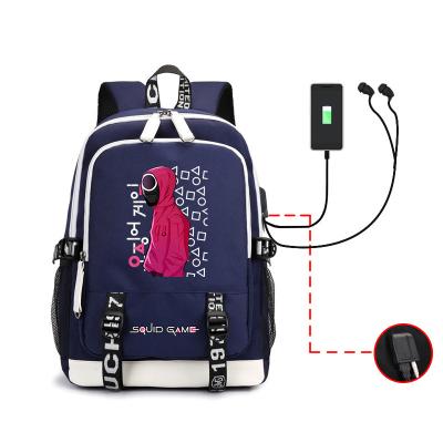 China With USB Squid Game Bags Large Capacity School Bag Girls Waterproof Wholesale High Quality Student School Backpack for sale