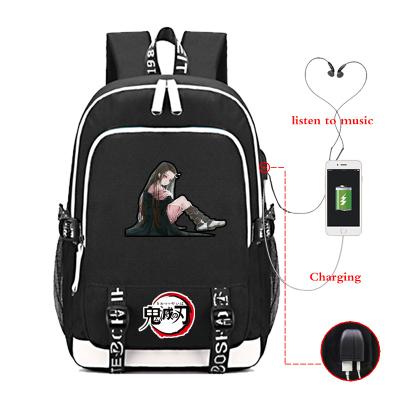 China With USB High Quality Large Canvas Bags Waterproof Cartoon Japanese Girls Anime Student School Demon Slayer Bags Backpacks for sale