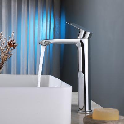 China 2022 Popular Tall Basin Chrome Faucet Deck Mount Faucets New Brass Regular Body Design for sale