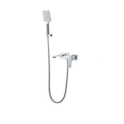 China Without Slide Bar Modern Style Bathroom Rain Faucet Wall Brass Shower Set With Valve for sale