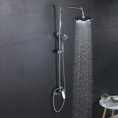 China With Sliding Bar Bathroom Stainless Steel Rain Shower Column Wall Mounted Bar Set for sale