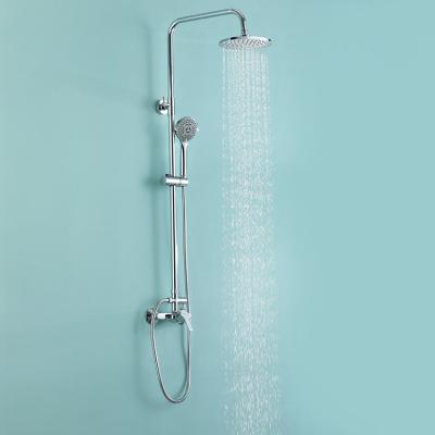 China Luxury Zinc Brass Handle Round Body Wall Slide Bar Round Rain Head Shower Being Set With Slide Bar for sale