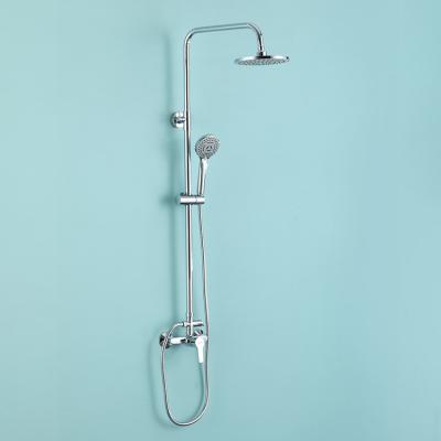 China Hot Selling Sliding Bar Bathroom Brass Single Body Handle Round Mixer Being Set With Sliding Bar for sale