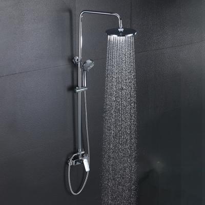 China Luxury Polished Wall Mounted Slide Bar Bath Room Faucet Rain Shower Being Set With Slide Bar for sale