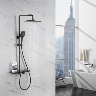 China With Modern Sliding Bar In The Wall Matte Black Wall Mounted Shower Mixer Shower Set for sale