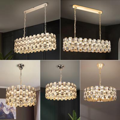 China Luxury Iron K9 Crystal Light Modern Led Chandelier New Design Pendant Lamp Modern Bedroom Living Room for sale