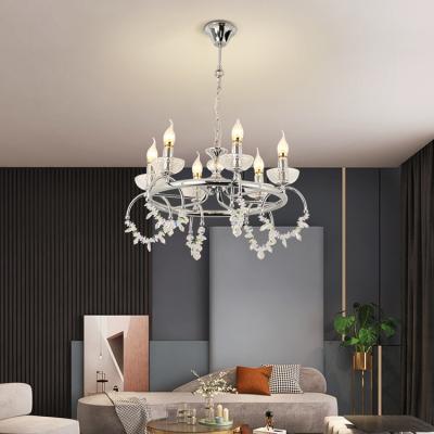 China Modern European Bedroom Large Crystal Iron Led Chandelier Light Luxury Style Hotel Lobby Office for sale