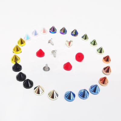 China Durable Low Price Plastic Spike Rivets For Leather Punk Shoes Colorful Cone Rivet Screw for sale