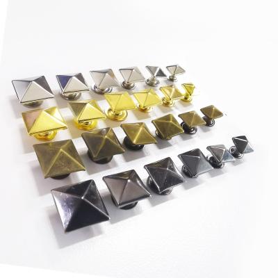 China Durable Square Pyramid Rivet For Bag Clothing Decorative Leather Copper Rivets Remaches A Presion Para Prendas for sale