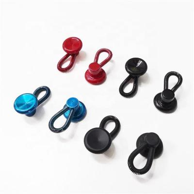 China Suitable for jeans button 16mm useful black red blue metal Kingque elastic extension button for jeans DIY alloy spring extension large size durable button for sale