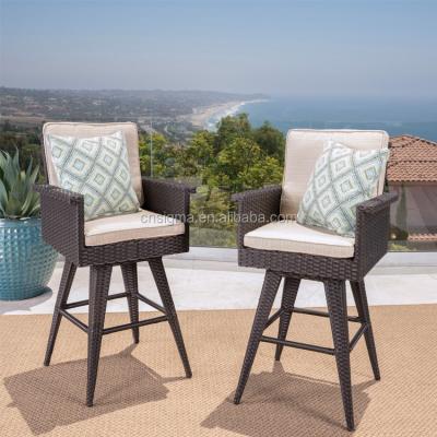 China Contemporary Modern Outdoor Aluminum Frame Patio Furniture Garden Rattan Barstool and Wicker Chair for sale