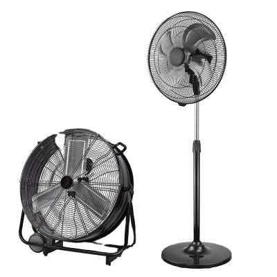 China Super Large Garage Drum Fan High Speed ​​24 Inch Heavy Duty Industrial Duty Floor Coil Units With Wheel Air Cooling for sale