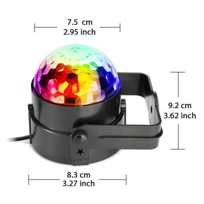 China Strobe Effects LED Disco Ball Projector Party DJ Car Lights USB Mini Voice Activated Crystal Ball Lights for sale