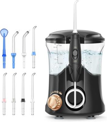 China Water IPX7 dental oral irrigator 600ml high quality electric waterproof 10 pressure levels 8 water jet tips water dental flosser for family for sale