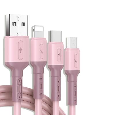 China MP3/MP4 Player CBZN CB-YDA11 Fast Charging 3 In 1 Micro USB Type C Silicone Charger Liquid Data Cable for sale