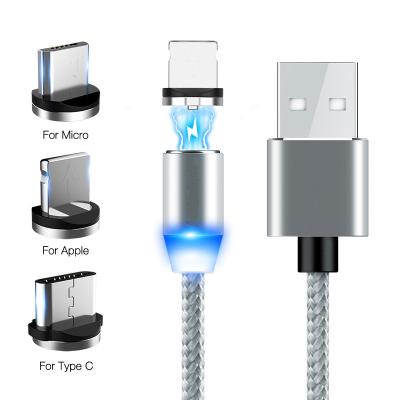 China CBZN CB-KDA02 Mobile Phone Braid Magnetic 3 in 1 Micro USB-C Charger Magnet Mobile Phone Fast Charging Data Cable for sale