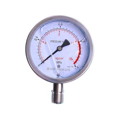 China 316 Stainless Steel YN100BF 60mpa Stainless Steel Shock Pressure Gauge With High Temperature Resistance for sale