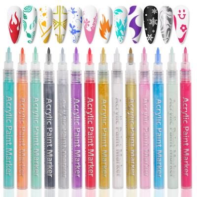 China Nail Salon DIY Nail Art Popular 16 Colors Drawing Nail Art Painting Pen Nail Polish Pen Acrylic Paint Marker for sale