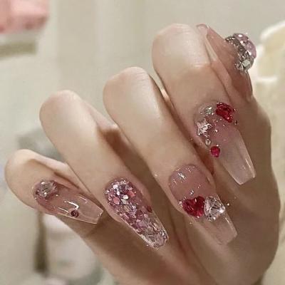 China Private Label Nail Art Painting Wholesale Vendor Custom Logo Acrylic Fake Nail Artificial Nails Long French Style Fake Nails for sale