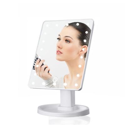 China Factory Element 16 LED Lights Lighted Spiegel Make Up Vanity Mirror Espejo Smart Touch Screen Mirror Makeup Mirror with Storage Tray for sale