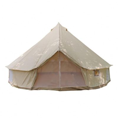 China Fashion Straight Tying Type Water Render Rust Proof Cotton Fabric Outdoor Party Resistant Luxury Glamping Bell Tent for sale