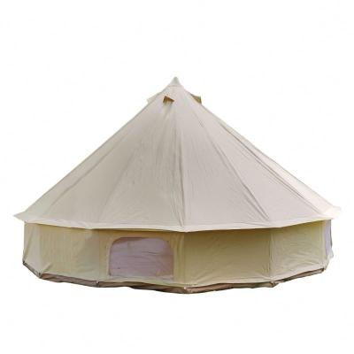 China Straight Tie Type Summer Hot Sale Family Rust Proof High Quality Cotton Fabric Camping Custom Portable Inflatable Bell Tent for sale