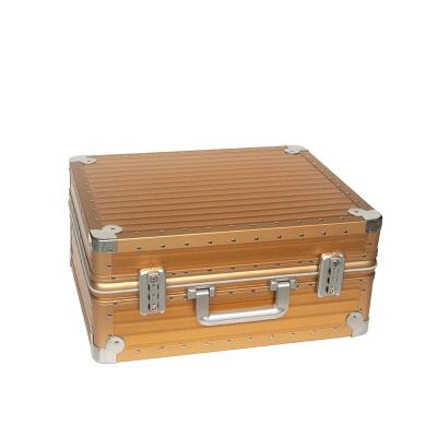 China Carrying Case Waterproof Gold Aluminum Fashion BBQ Camping Storage Box for sale