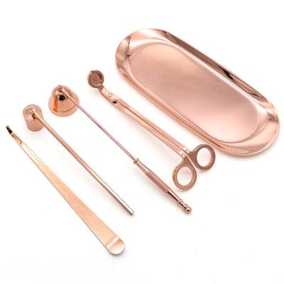 China Retro Rose Gold Candle Extinguisher Set Aromatherapy Candle Extinguisher Five Piece Set Candle Tools and Ornaments for sale