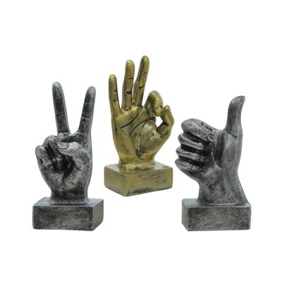 China Luxury Europe Finger Ornaments American Retro Resin Crafts Gesture Sculpture Bar Cafe Office Decorations for sale