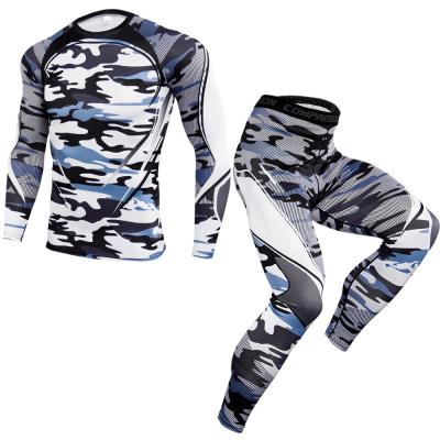 China Hot Selling Anti-Static 2 Piece Gym Compression Sets New Design Men's Compression Workout Long Sleeve T-Shirts And Pants Set for sale