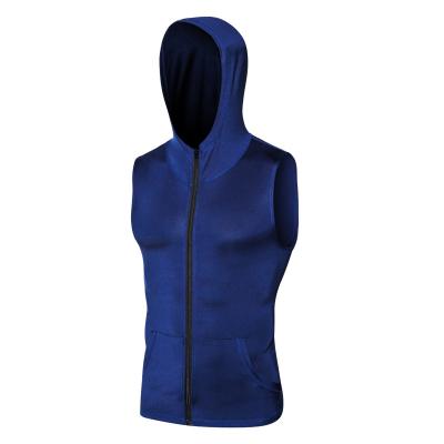 China Gym Anti-Static Quick Dry Fitness Zip Up Compression Sports Blank Sleeveless Hoodies for sale