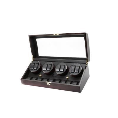 China 8+12 Watch Rotating Watch Winder Storage Box Mabuchi Motor Auto Black Glossy Lacquer Wooden Watch Shaker for sale