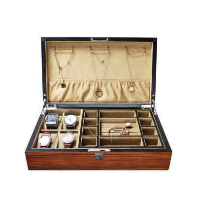 China Creativepacking Full Products Handmade Watch Jewelry Box 4 Slots Luxury Wooden Watch Box With Valet Drawer For Men for sale