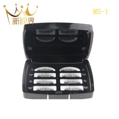 China 3d Sensitive Magnetic Eyelashes Natural Logo Customized Hand Made 3D Thick Multi Layered 2 Pieces by Sensitive Box Synthetic Hair OEM ODM for sale